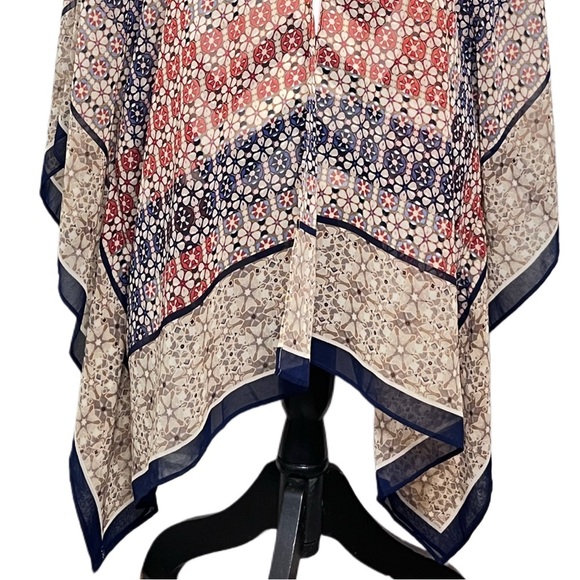 Catherines Boho Sheer Retro Open Front Sz 2X 3X Kimono Topper - Picture 8 of 10
